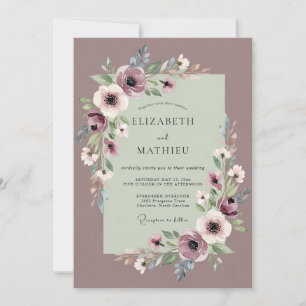 Invitation Mariage Romantique Mauve Éthéré