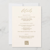 Invitation Mariage Romantique Moderne Crème et Or (Dos)