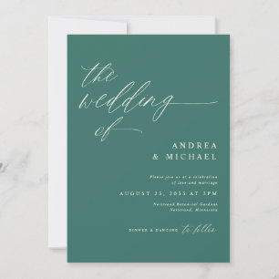 Invitation Mariage Romantique Moderne Émeraude Vert
