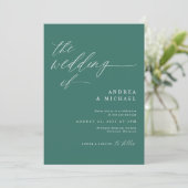 Invitation Mariage Romantique Moderne Émeraude Vert (Debout devant)