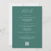 Invitation Mariage Romantique Moderne Émeraude Vert (Dos)