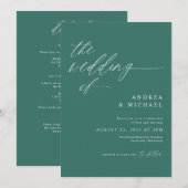 Invitation Mariage Romantique Moderne Émeraude Vert (Devant / Derrière)