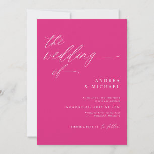Invitation Mariage Romantique Moderne Magenta Rose Chaud