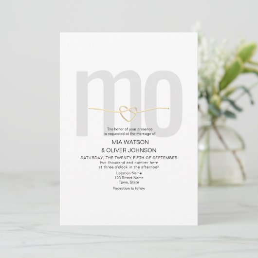 Invitation Mariage romantique moderne noir et blanc (Debout devant)