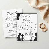 Invitation Mariage romantique moderne noir et blanc