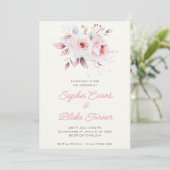 Invitation Mariage Romantique Moderne Roses Roses Blanches Cr (Debout devant)