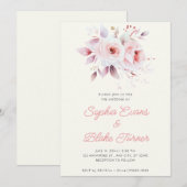 Invitation Mariage Romantique Moderne Roses Roses Blanches Cr (Devant / Derrière)