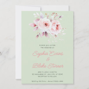 Invitation Mariage Romantique Moderne Roses Roses Légères Ver