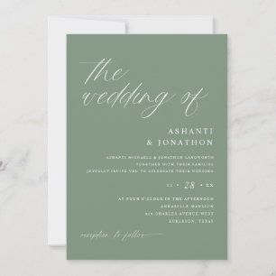 Invitation Mariage Romantique Moderne Vert Sauge