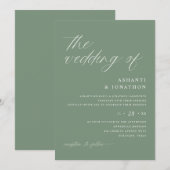 Invitation Mariage Romantique Moderne Vert Sauge (Devant / Derrière)