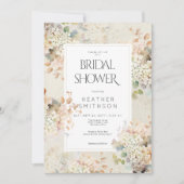 Invitation Mariage Romantique Neutre Vintage Hydrangeas (Devant)
