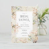 Invitation Mariage Romantique Neutre Vintage Hydrangeas (Debout devant)