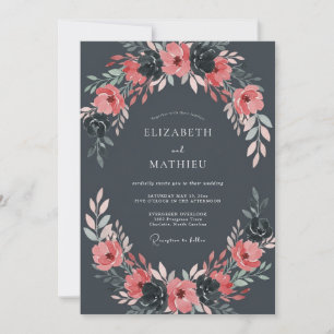 Invitation Mariage Romantique Nocturne Gris Ardoise