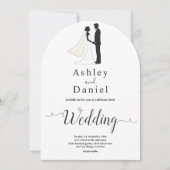 Invitation Mariage romantique noir et blanc (Devant)