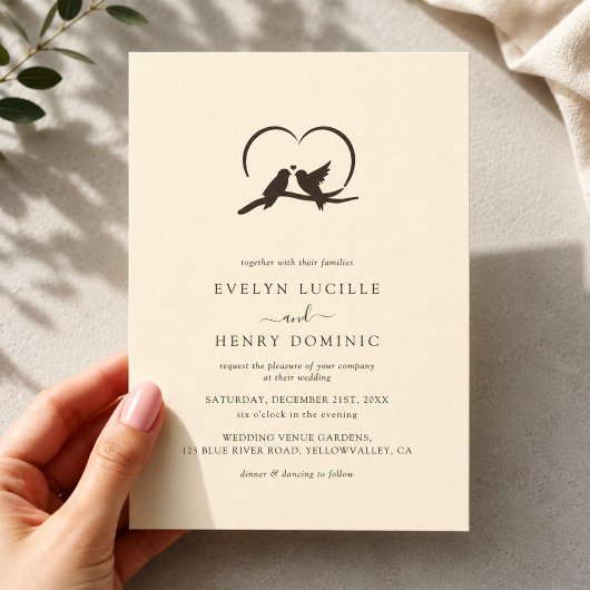 Invitation Mariage Romantique Oiseaux Mignons Classiques Mini