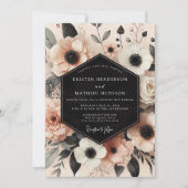 Invitation Mariage Romantique Opulent à la Fleur de Pêcher (Devant)