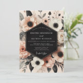 Invitation Mariage Romantique Opulent à la Fleur de Pêcher (Debout devant)