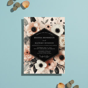 Invitation Mariage Romantique Opulent à la Fleur de Pêcher