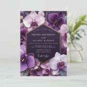 Invitation Mariage Romantique Opulent à l'Orchidée Violette (Debout devant)