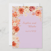 Invitation Mariage Romantique Oranges & Roses Blanches Lilas (Dos)
