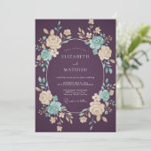 Invitation Mariage romantique orné de prune (Debout devant)