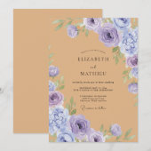 Invitation Mariage Romantique Painterly Abricot (Devant / Derrière)