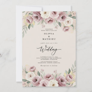 Invitation Mariage Romantique Painterly Rose Pâle