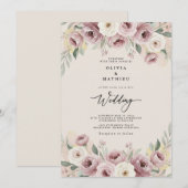 Invitation Mariage Romantique Painterly Rose Pâle (Devant / Derrière)