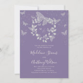 Invitation Mariage Romantique Papillon Eucalyptus Lavande (Devant)