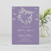 Invitation Mariage Romantique Papillon Eucalyptus Lavande (Debout devant)