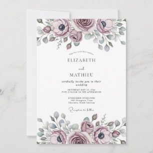 Invitation Mariage Romantique Raffiné Mauve