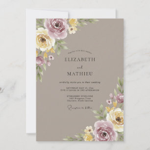Invitation Mariage Romantique Raffiné Taupe