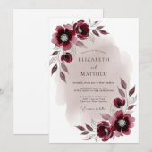 Invitation Mariage Romantique Rêveur Bourguignon (Devant / Derrière)