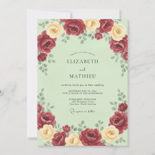 Invitation Mariage Romantique Riche Vert Sauge