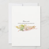 Invitation Mariage romantique romantique rose vert or invite (Dos)