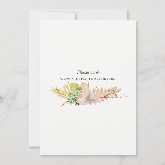 Invitation Mariage romantique romantique rose vert or invite (Dos)