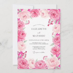Invitation Mariage Romantique Rose Chaud