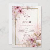Invitation Mariage romantique rose fleurissant (Devant)