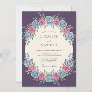 Invitation Mariage Romantique Rose Pourpre