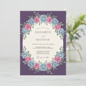 Invitation Mariage Romantique Rose Pourpre (Debout devant)
