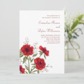Invitation Mariage Romantique Rose Rouge (Debout devant)