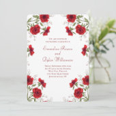 Invitation Mariage Romantique Rose Rouge (Debout devant)