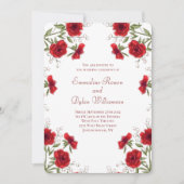 Invitation Mariage Romantique Rose Rouge (Devant)
