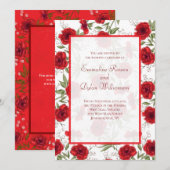 Invitation Mariage Romantique Rose Rouge (Devant / Derrière)