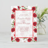 Invitation Mariage Romantique Rose Rouge (Debout devant)