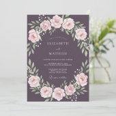 Invitation Mariage Romantique Rose Rouge Foncé (Debout devant)