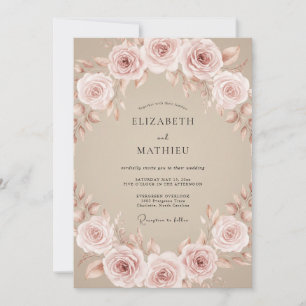 Invitation Mariage Romantique Rose Rougeat