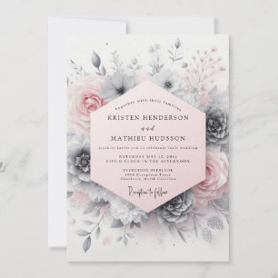 Invitation Mariage Romantique Rose Tranquille
