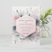 Invitation Mariage Romantique Rose Tranquille (Debout devant)