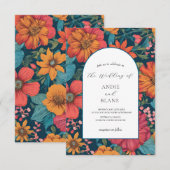 Invitation Mariage romantique rose vintage (Devant / Derrière)
